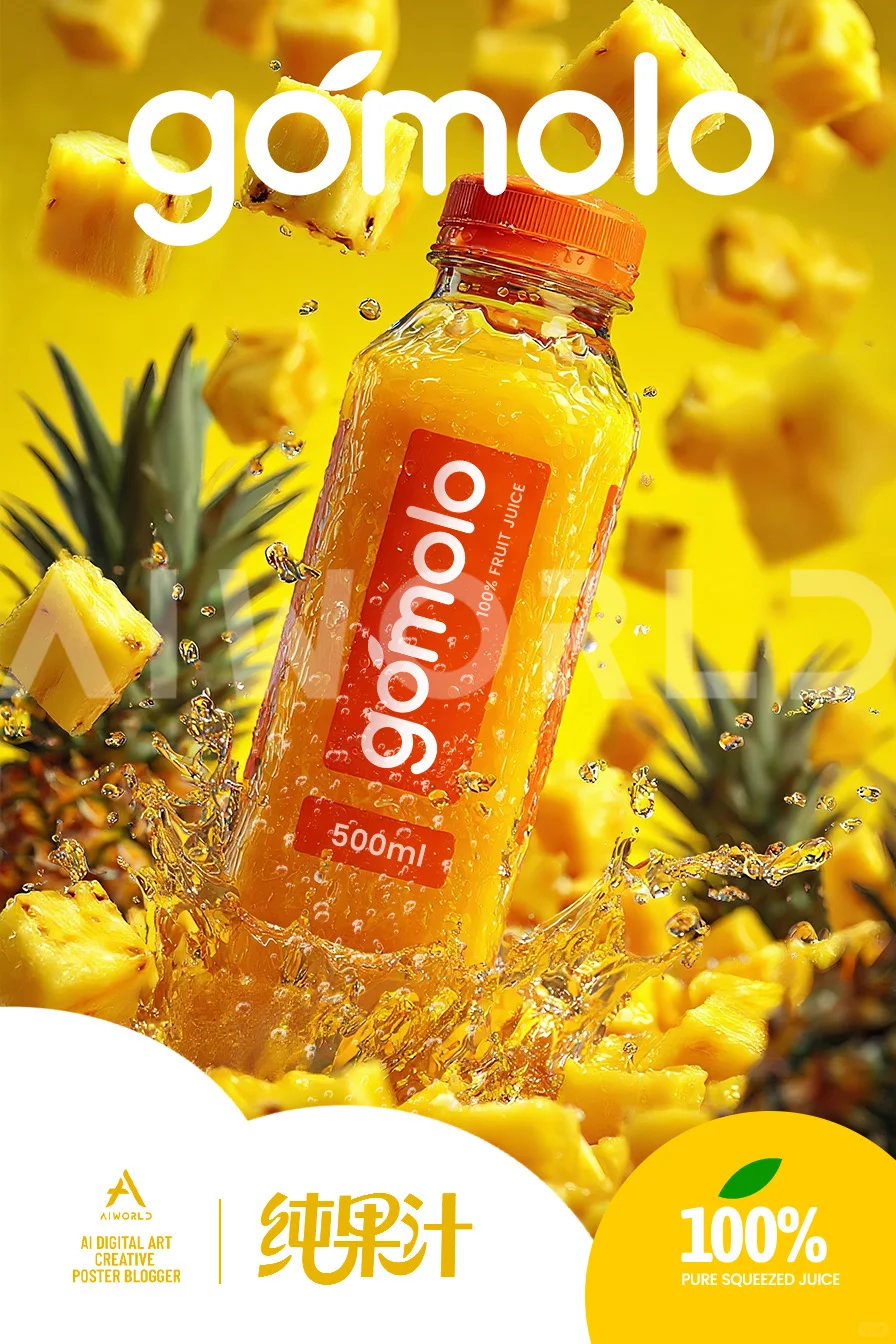 从0到1的ai创作 | 纯果汁饮料夏日多巴胺
