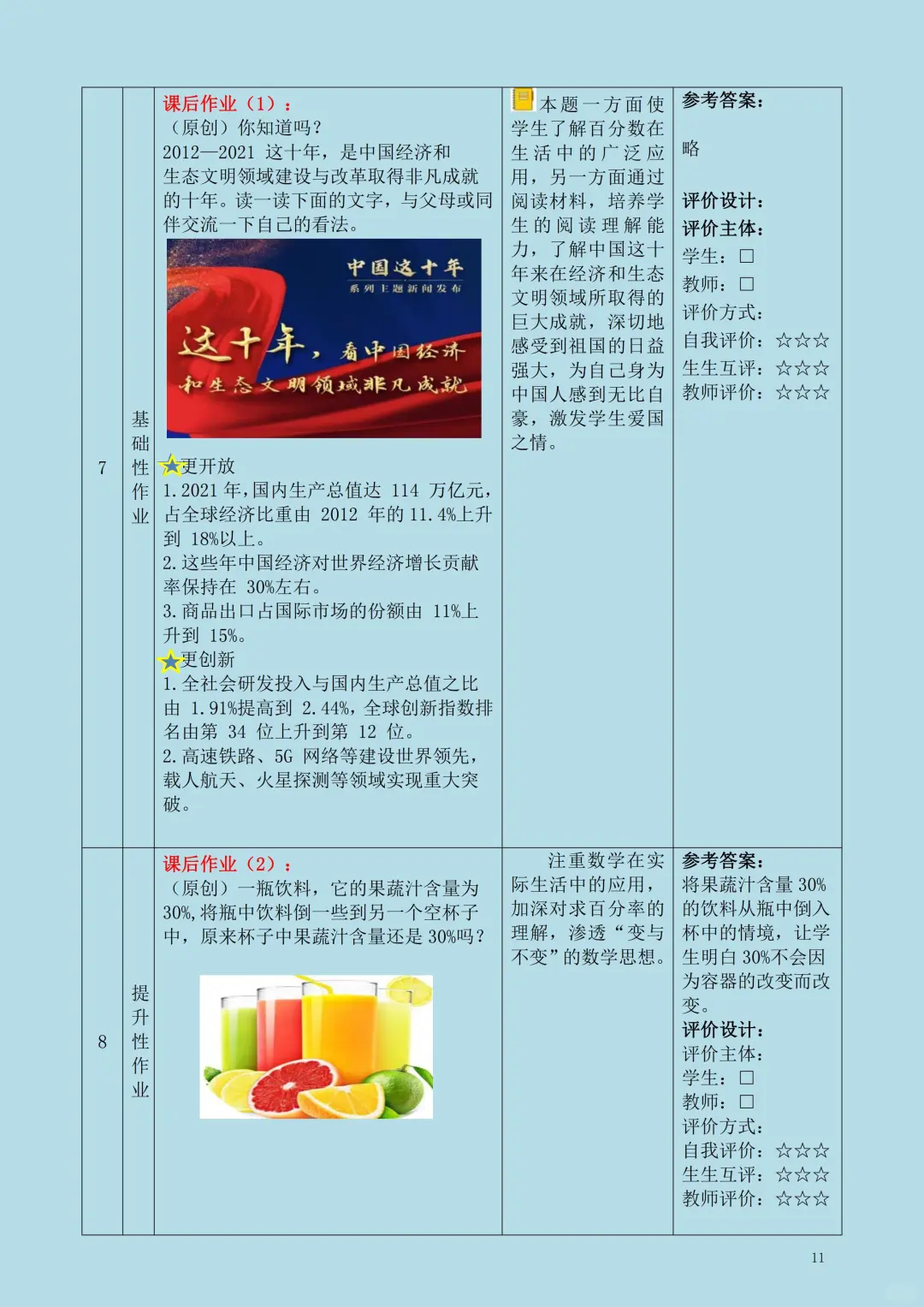 市一等奖?数学六上《百分数》作业设计