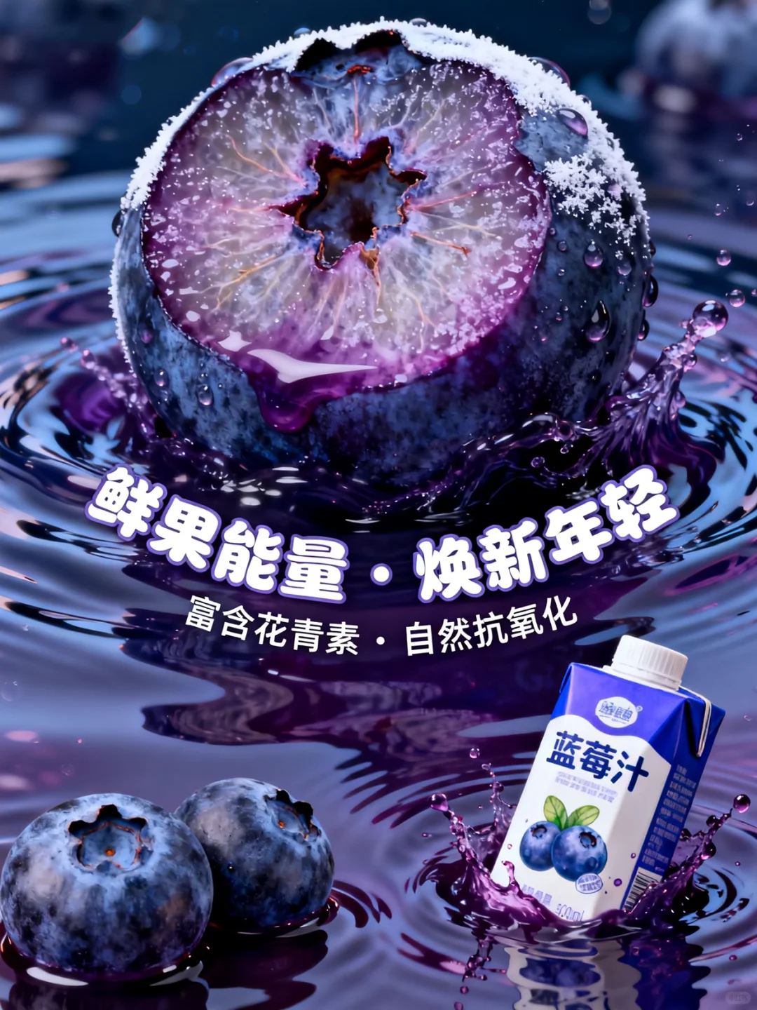 AI直出果汁饮料创意海报?附完整提示词