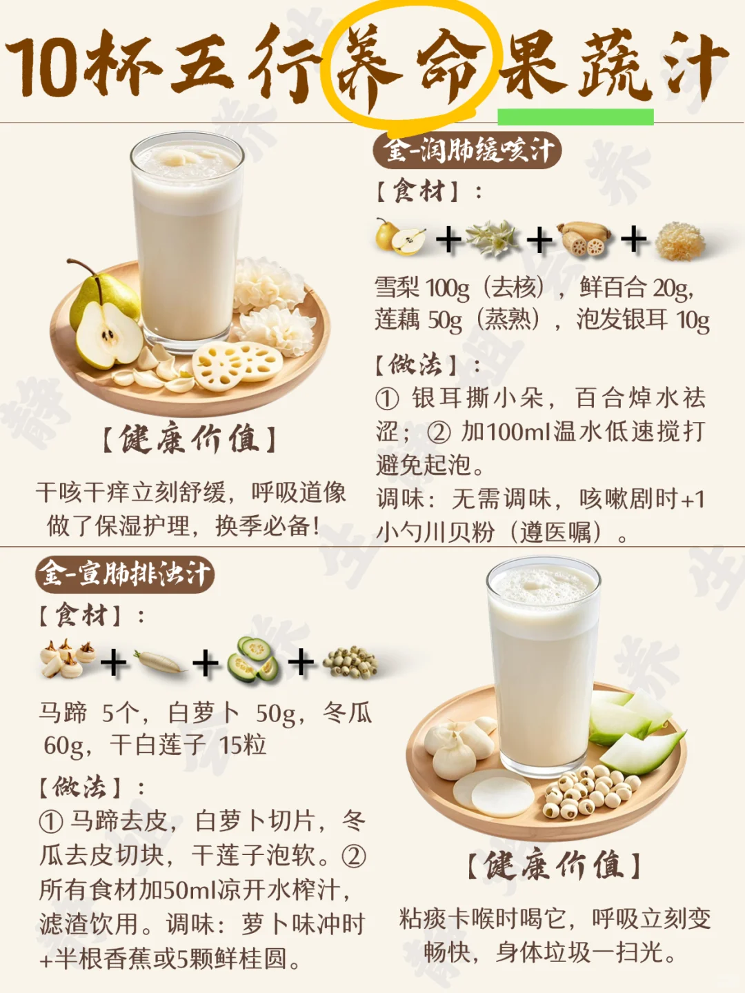 10杯五行养生果蔬汁,让你喝出好气色‼️