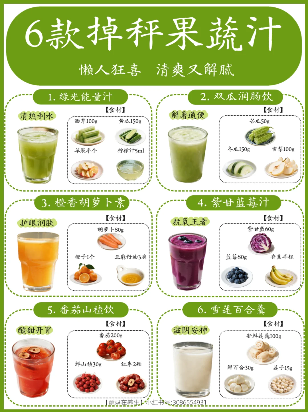 夏天猛掉秤!6款果蔬汁喝出好状态?