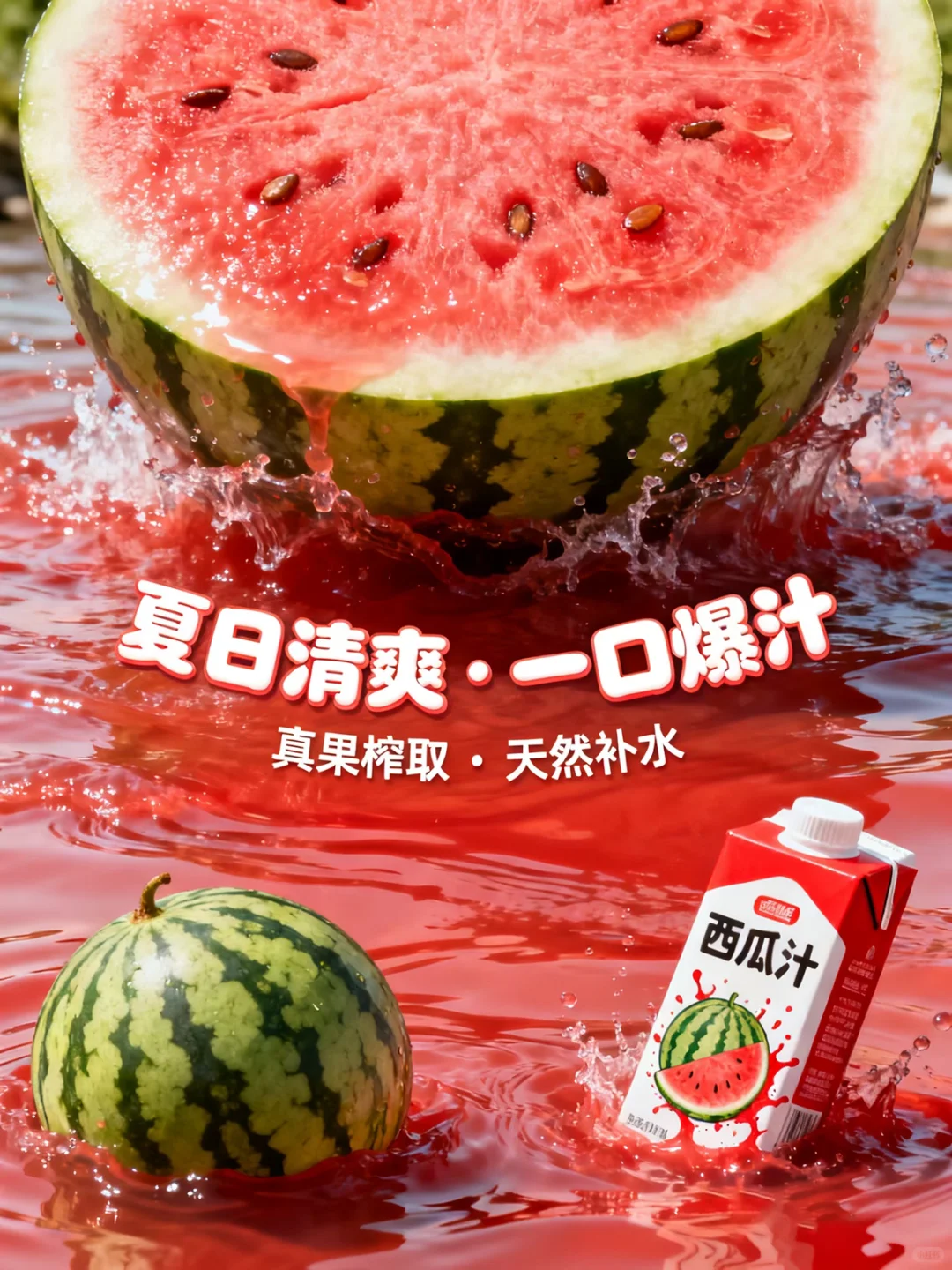 AI直出果汁饮料创意海报?附完整提示词