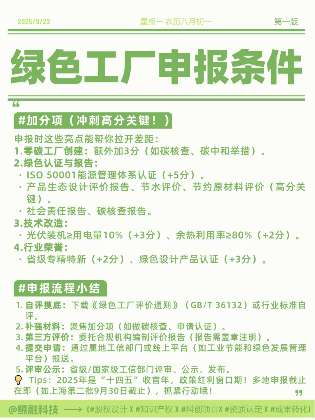 绿色工厂申报攻略！！！