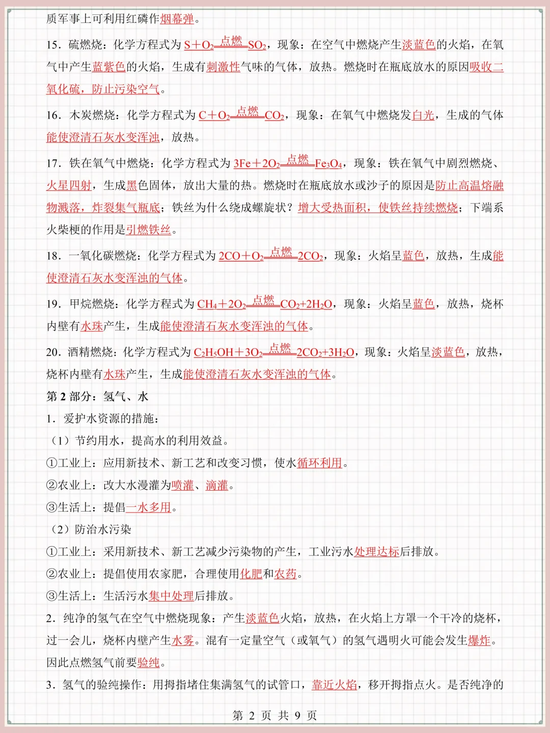 中考化学教材重点基础知识汇总