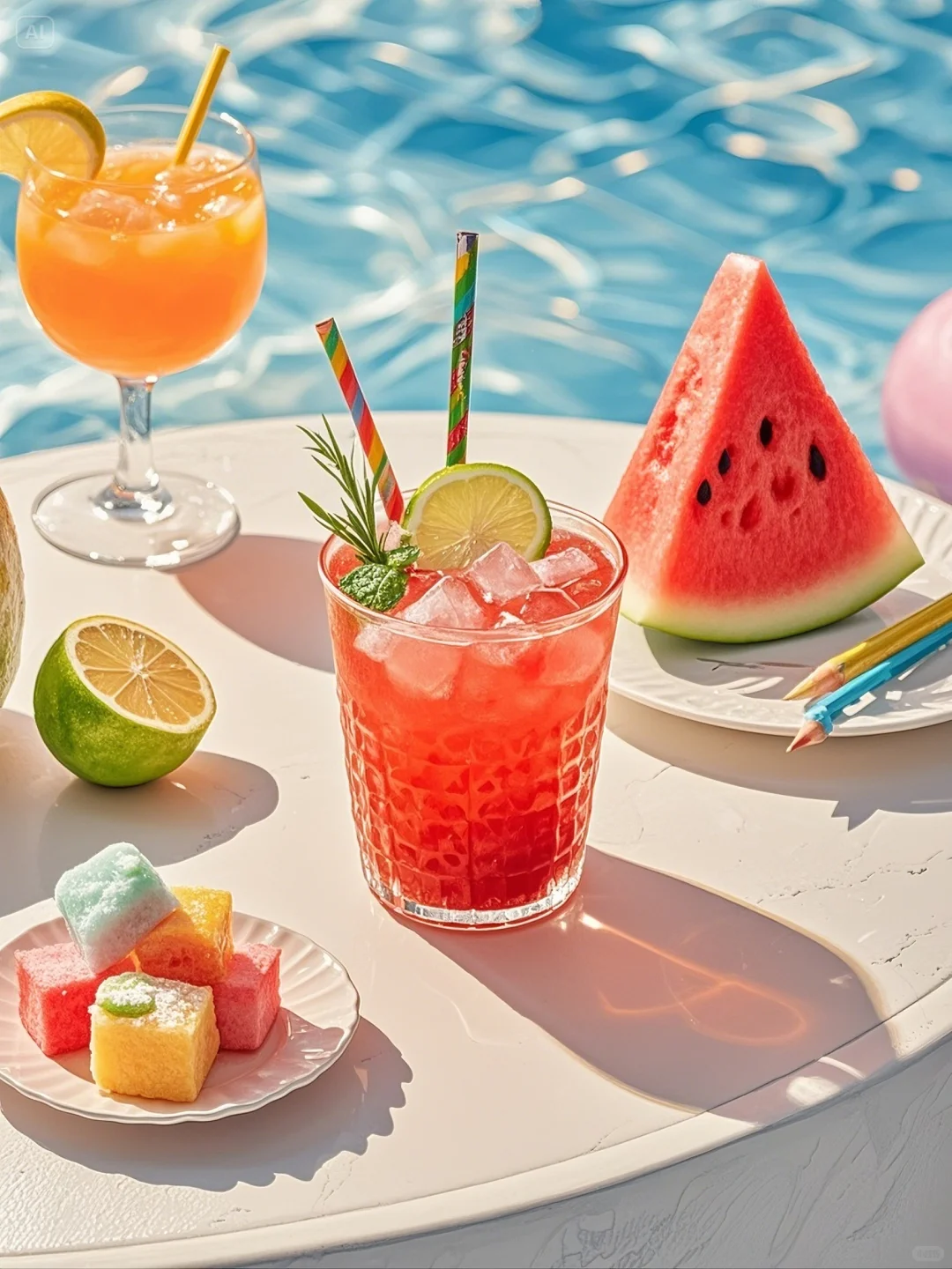 海边，冰镇，果汁???