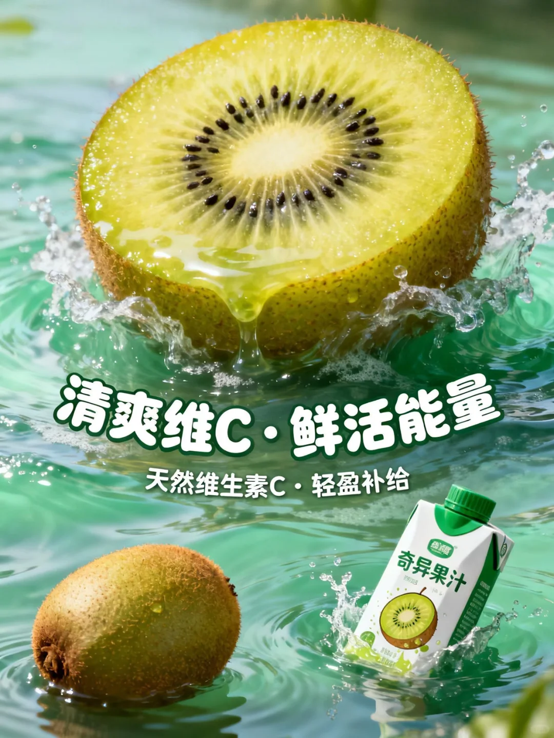 AI直出果汁饮料创意海报?附完整提示词