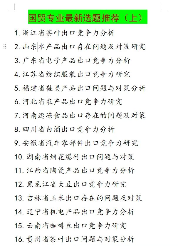 国贸毕业论文最新选题推荐（上）