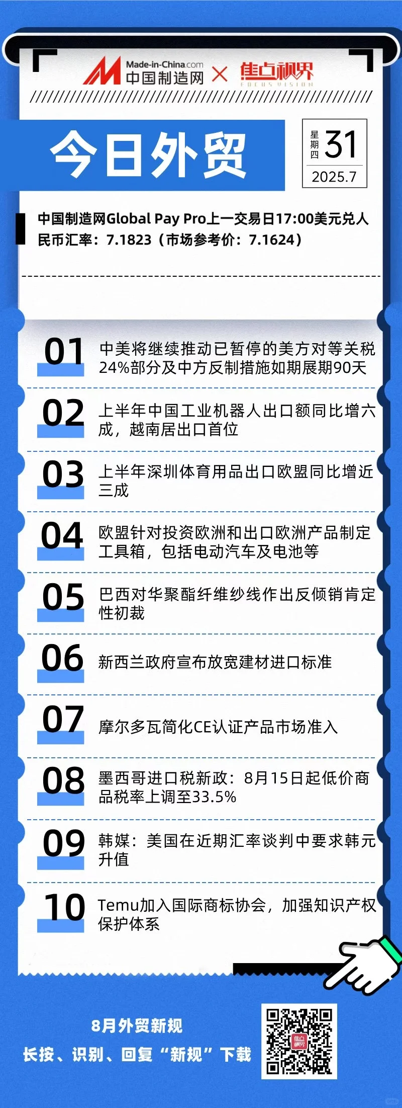 国际贸易 今天发生的事儿～7/31
