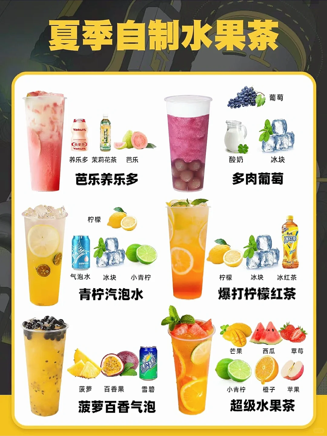 有手就行！夏天自制饮品水果茶！干货！