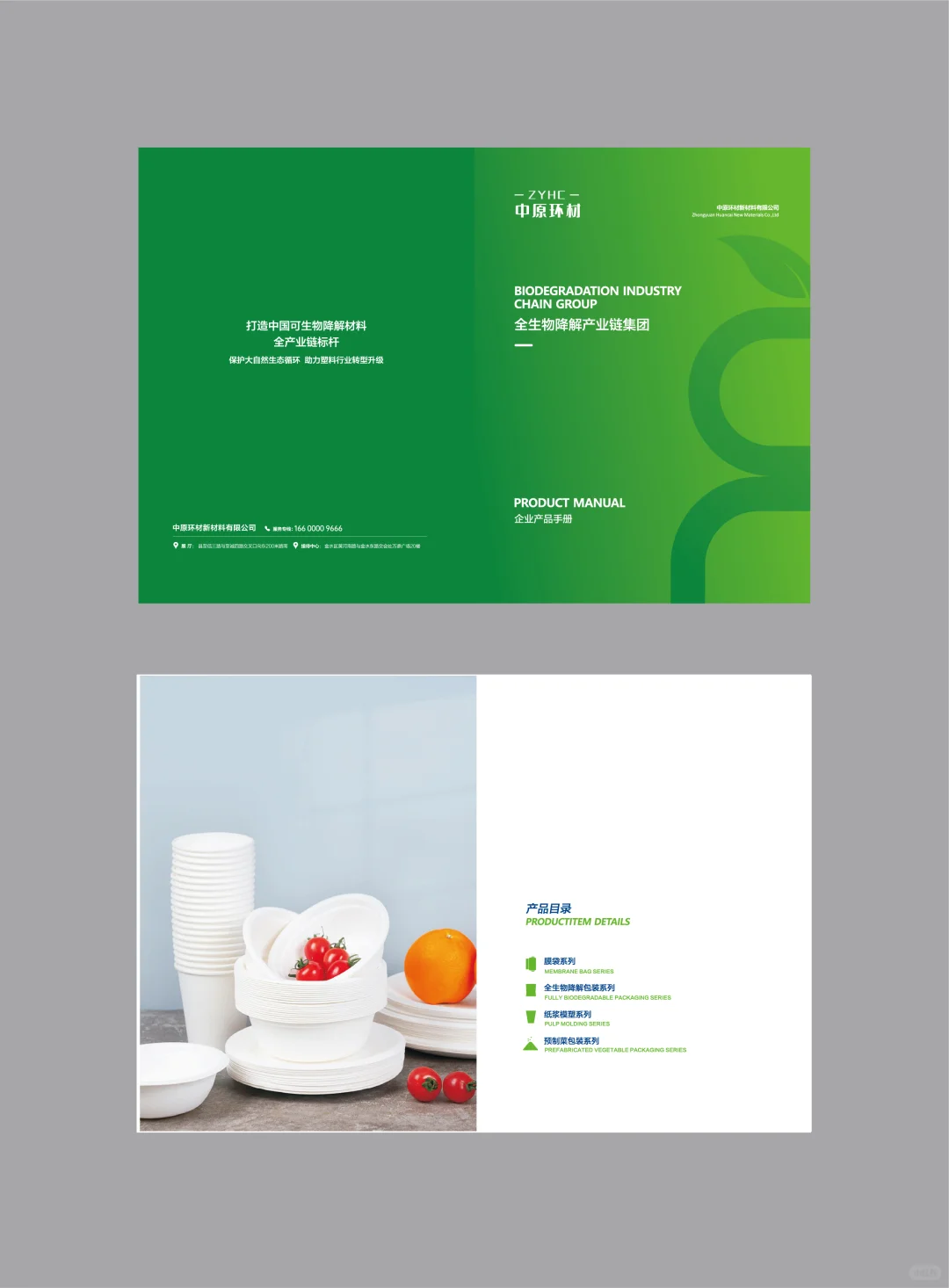 外贸英文 环保科技可降解餐具材料画册设计