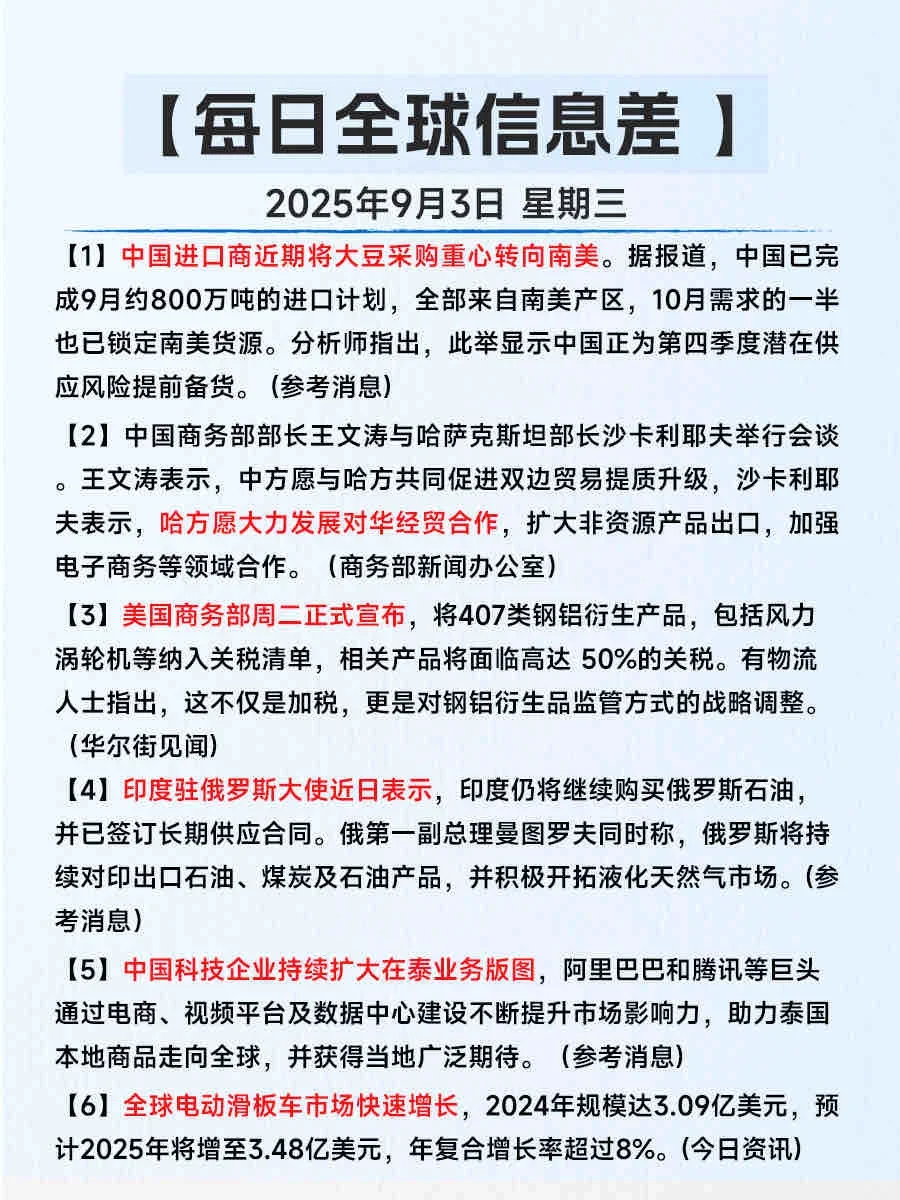 今日信息差｜9月3日｜一起看世界?