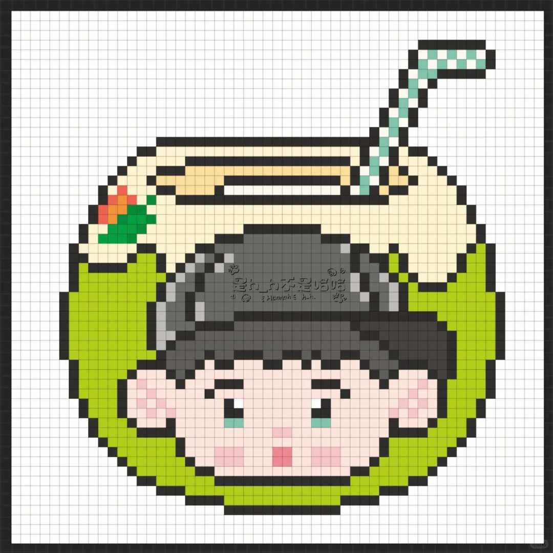 【十勤】拼豆图纸｜真的有这么好喝的椰汁！！！