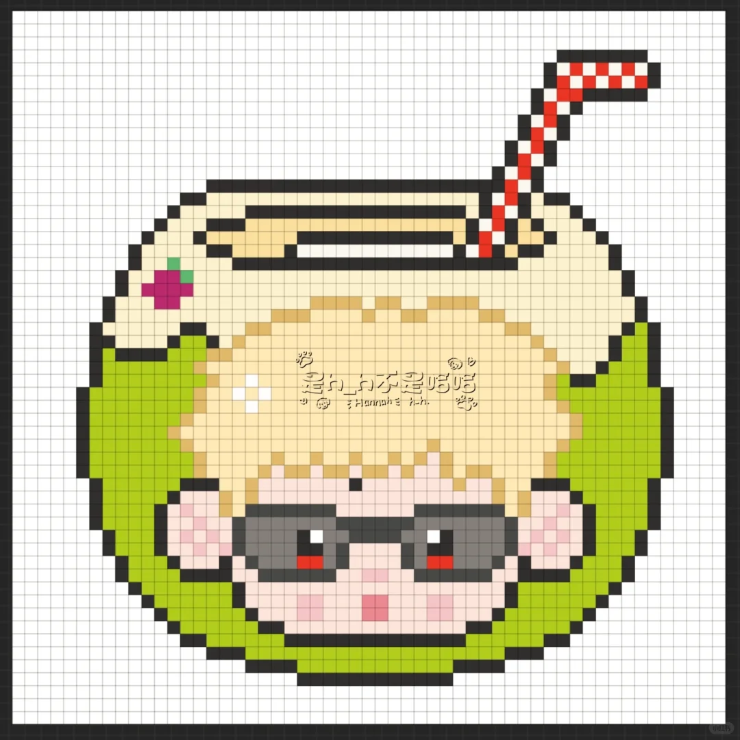 【十勤】拼豆图纸｜真的有这么好喝的椰汁！！！