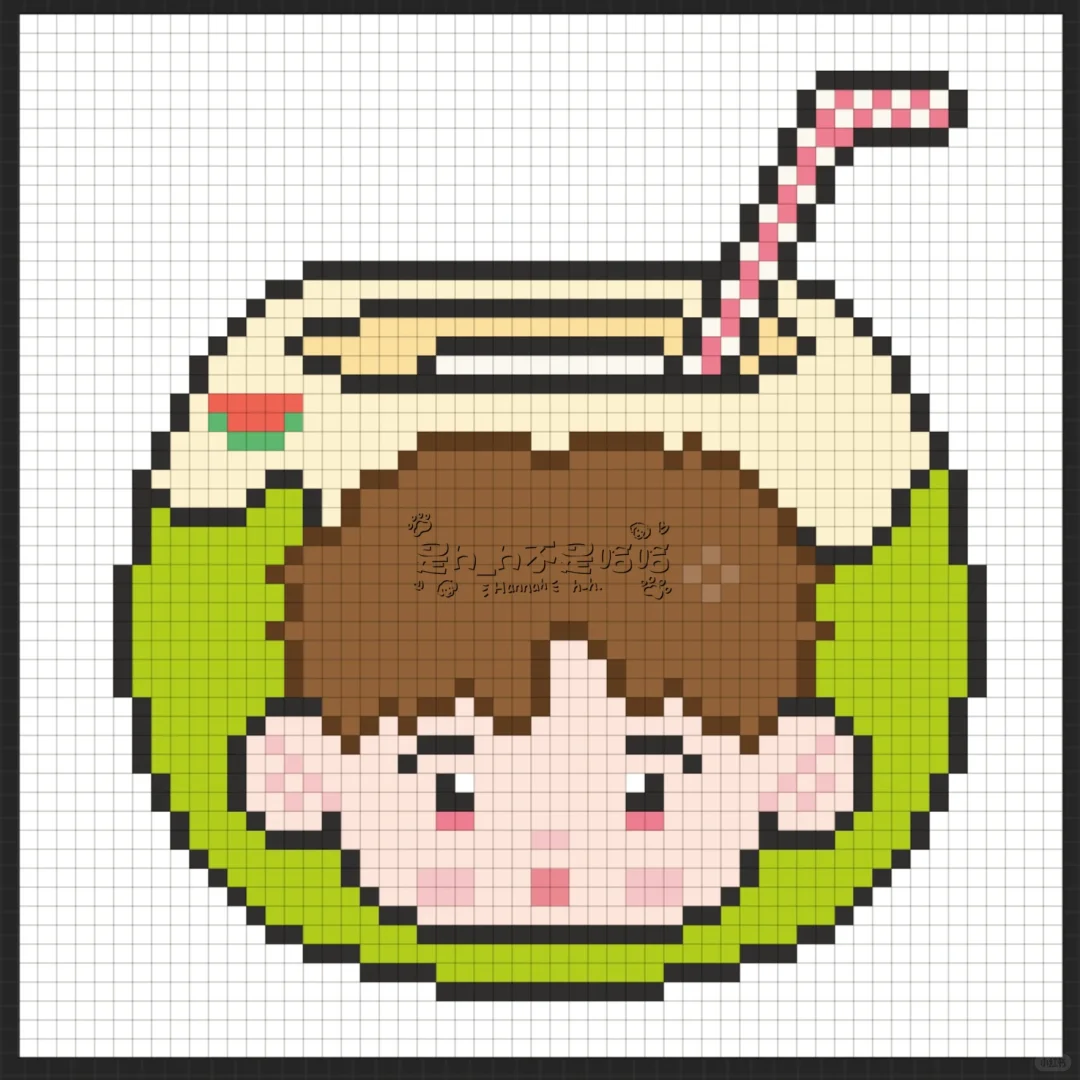 【十勤】拼豆图纸｜真的有这么好喝的椰汁！！！