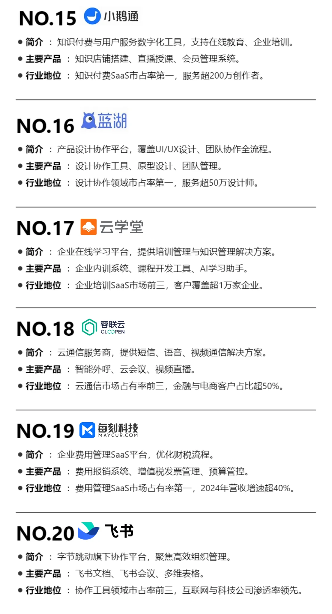 2025年TOP20SaaS企业排名