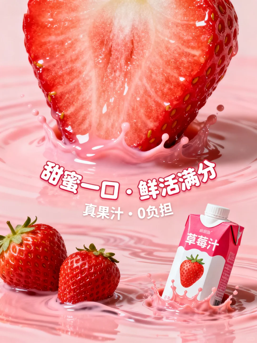 AI直出果汁饮料创意海报?附完整提示词