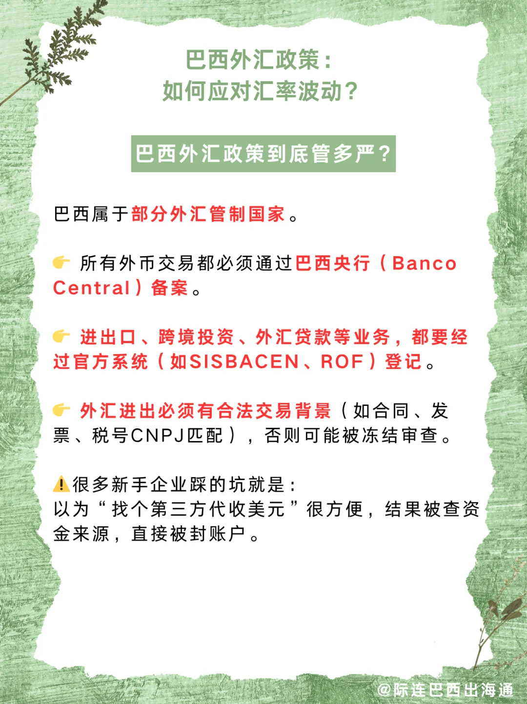 巴西外汇政策详解：企业如何稳汇避坑？