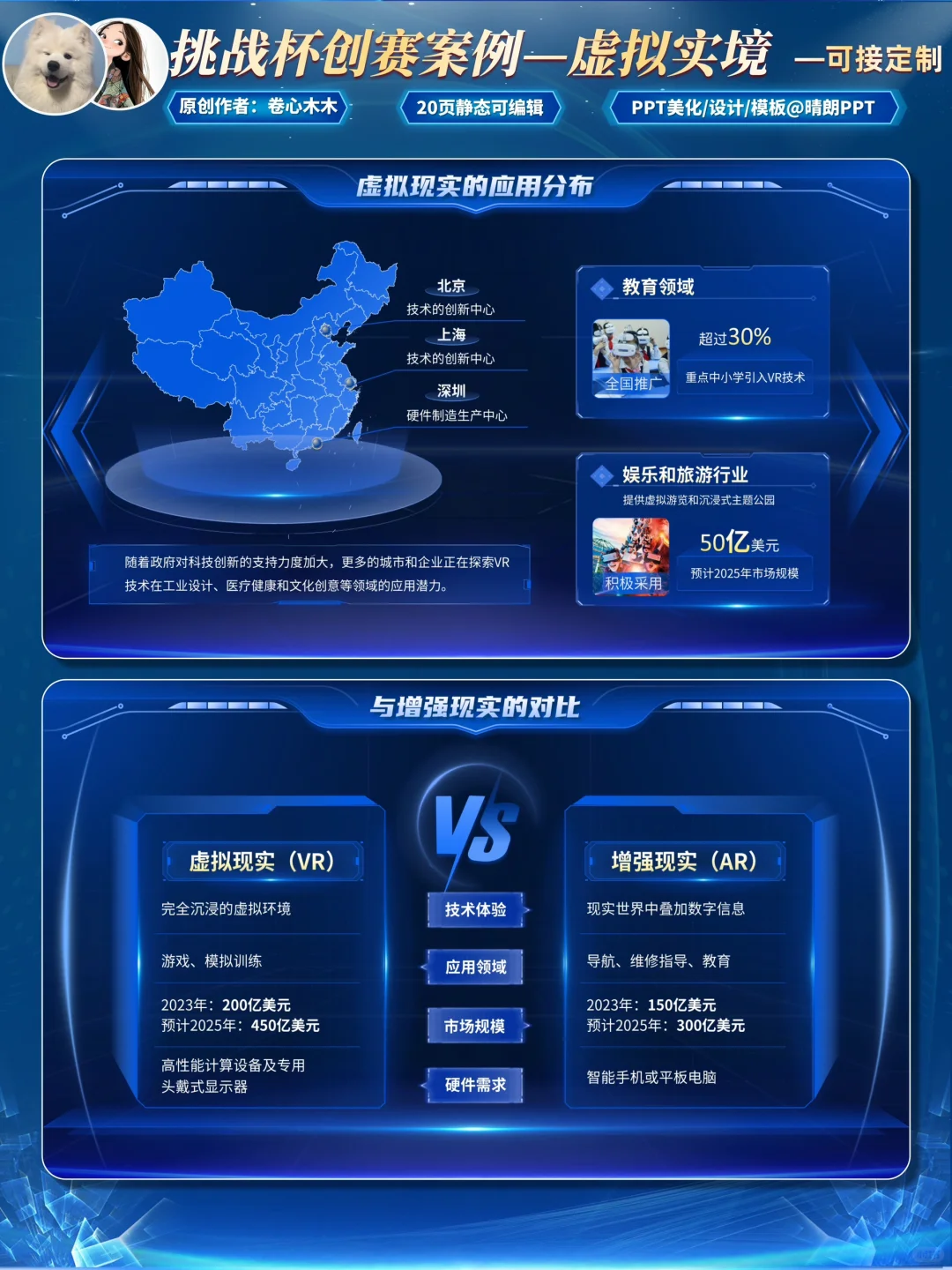 虚拟现实案例PPT,让评委直呼科技感爆棚