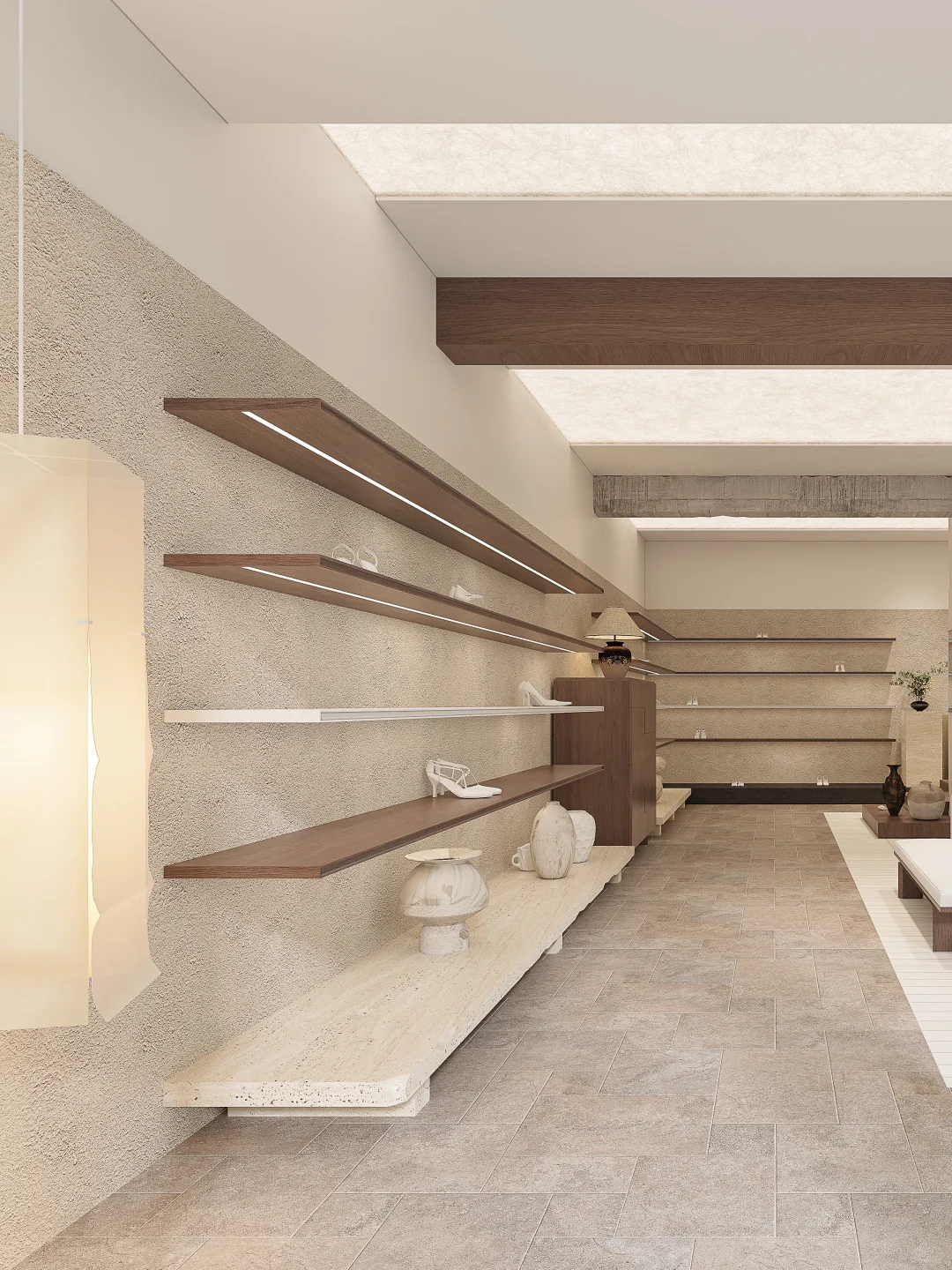 河北用莱姆石头设计极简艺术的小众鞋店