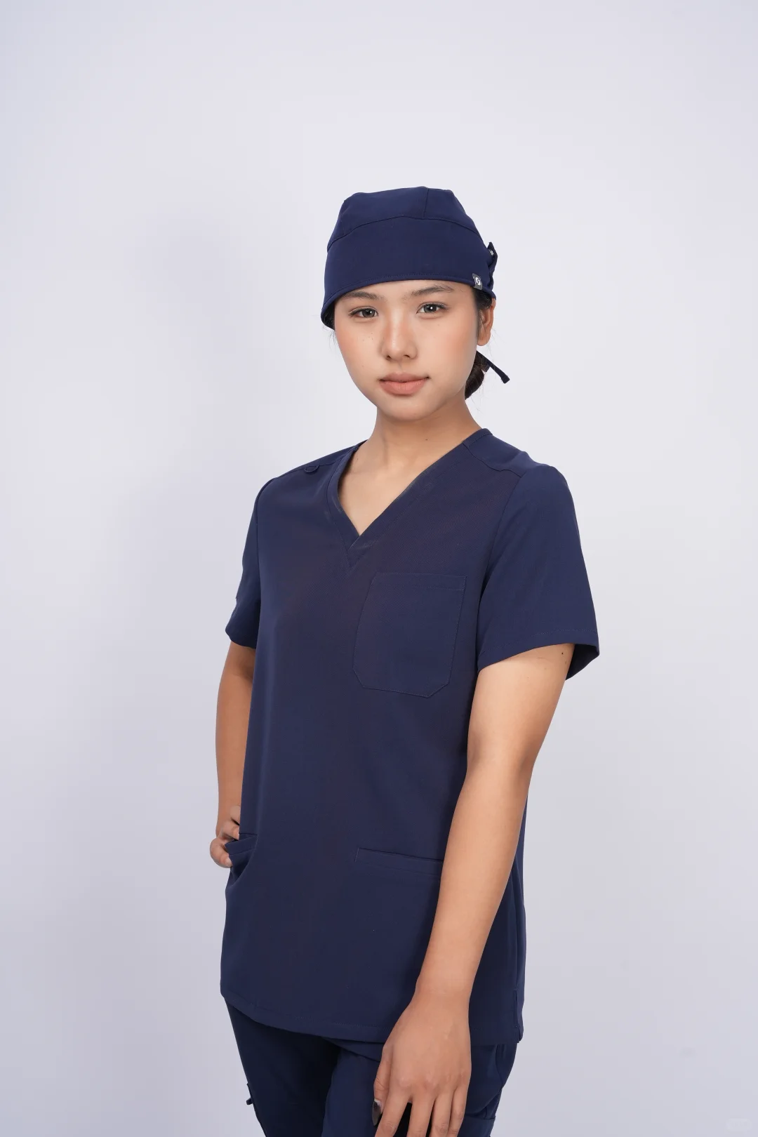 藏青手术帽｜防勒耳+调节带的神仙细节！