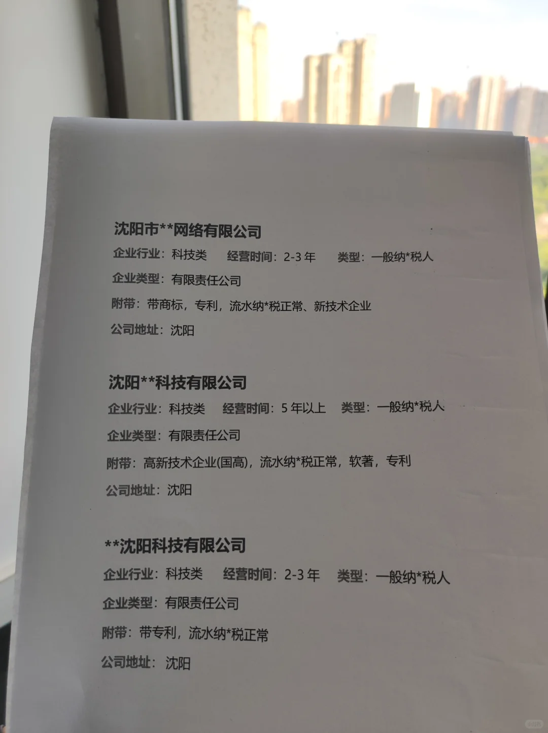 新到一批沈阳高企！急出！