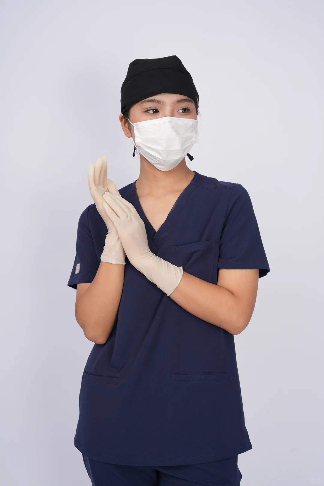 藏青手术帽｜防勒耳+调节带的神仙细节！