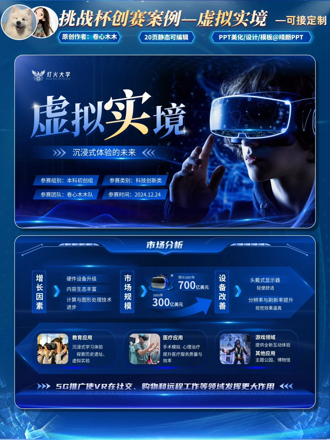 虚拟现实案例PPT,让评委直呼科技感爆棚