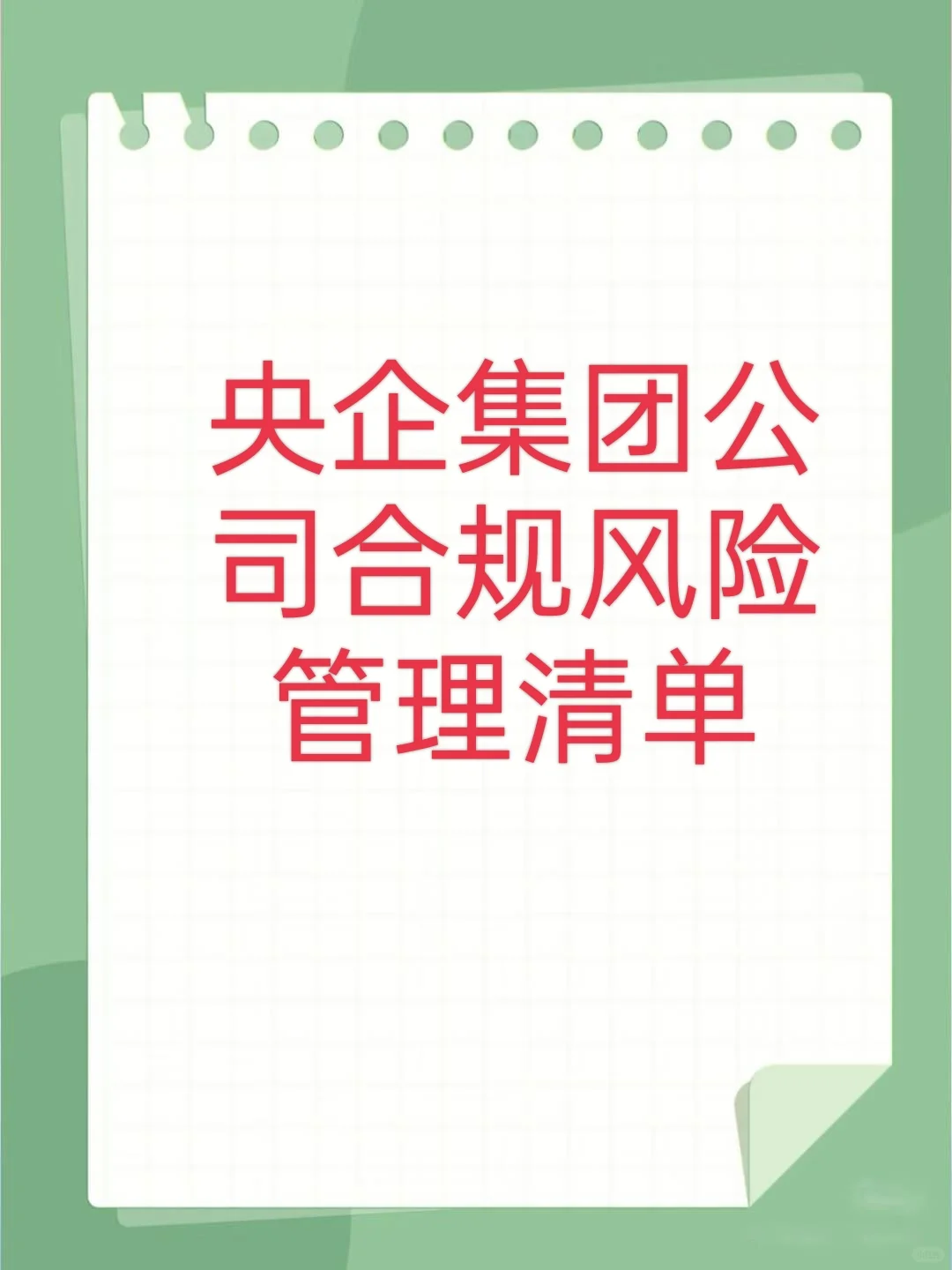 央企集团公司合规风险管理清单pdf