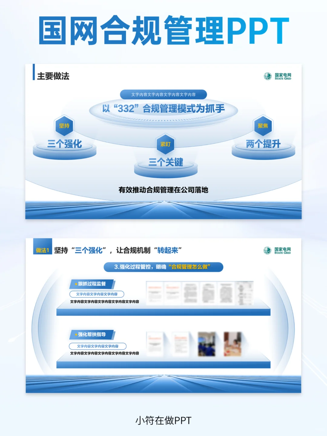 国网合规管理汇报PPT丨蓝白风格