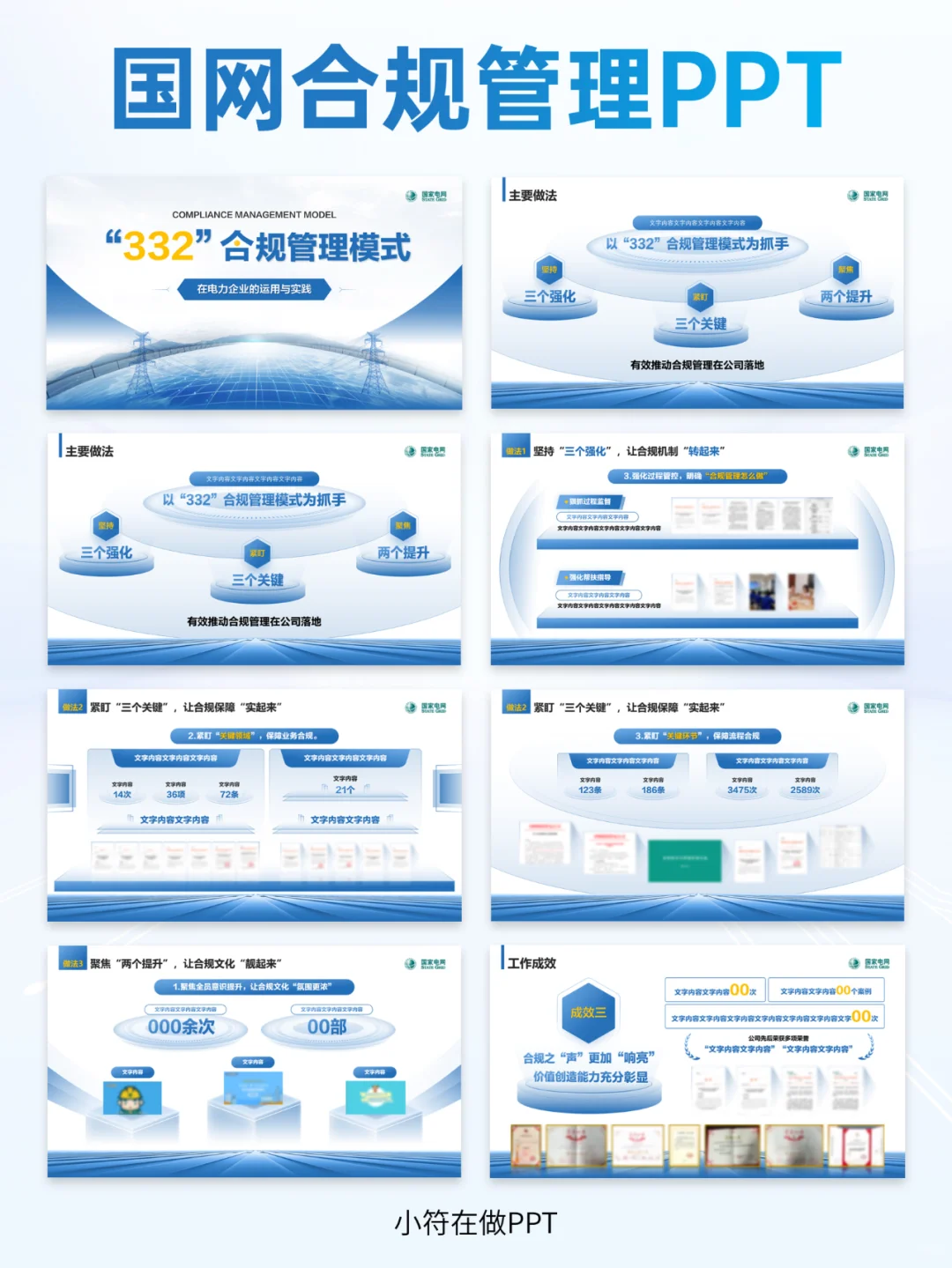 国网合规管理汇报PPT丨蓝白风格