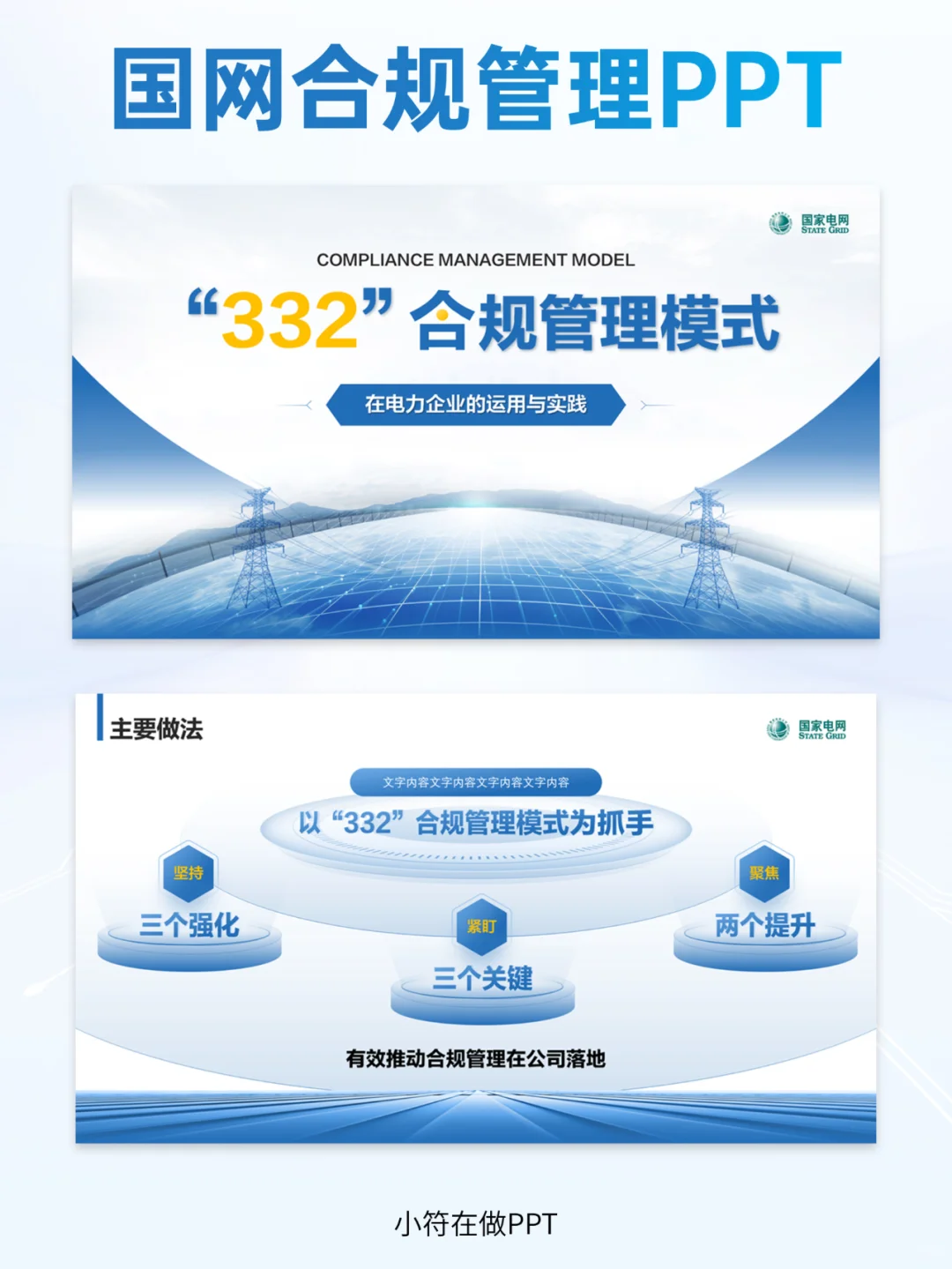 国网合规管理汇报PPT丨蓝白风格