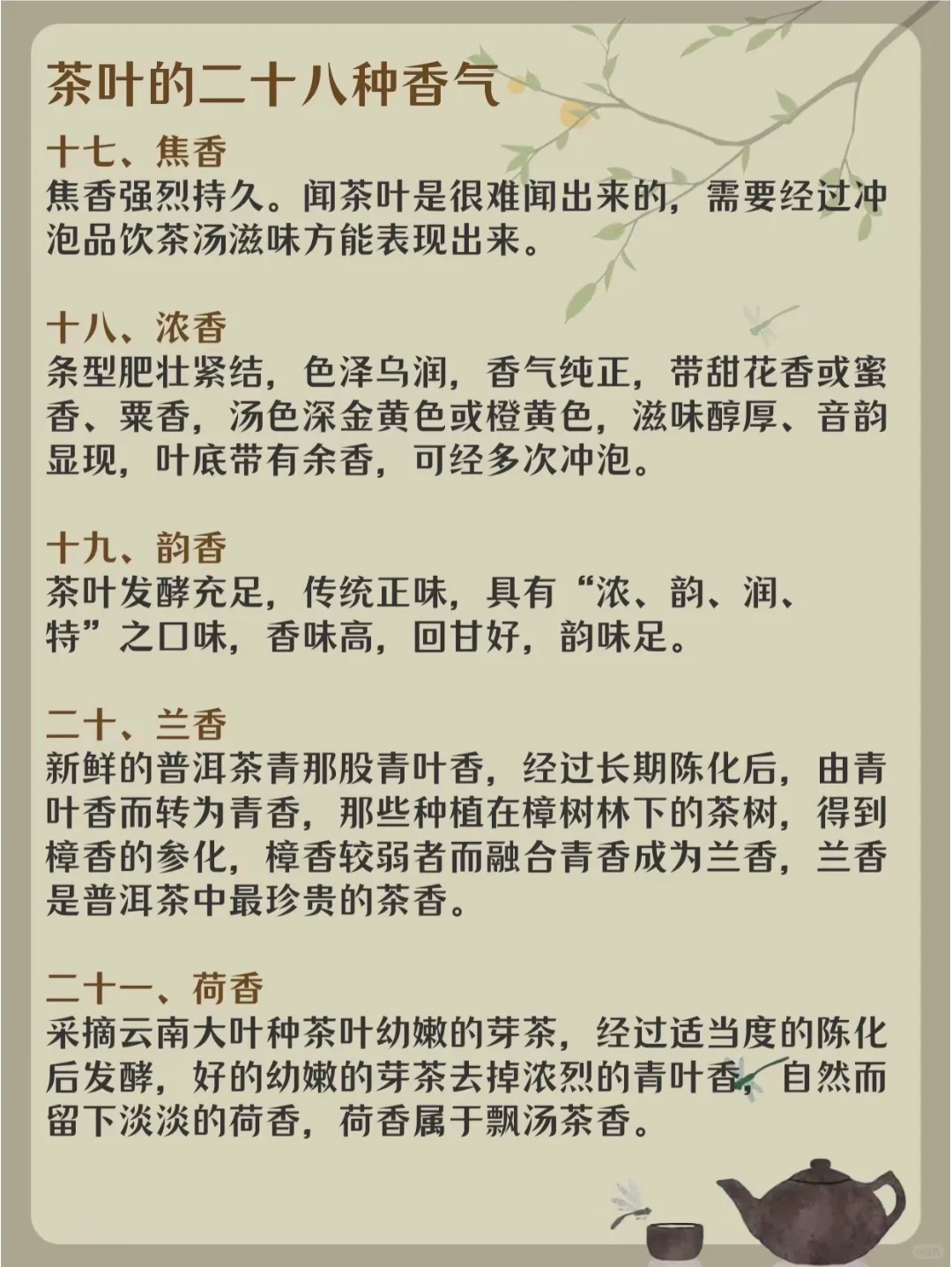 茶知识| 茶叶28种香气，你知道几个❓❓❓