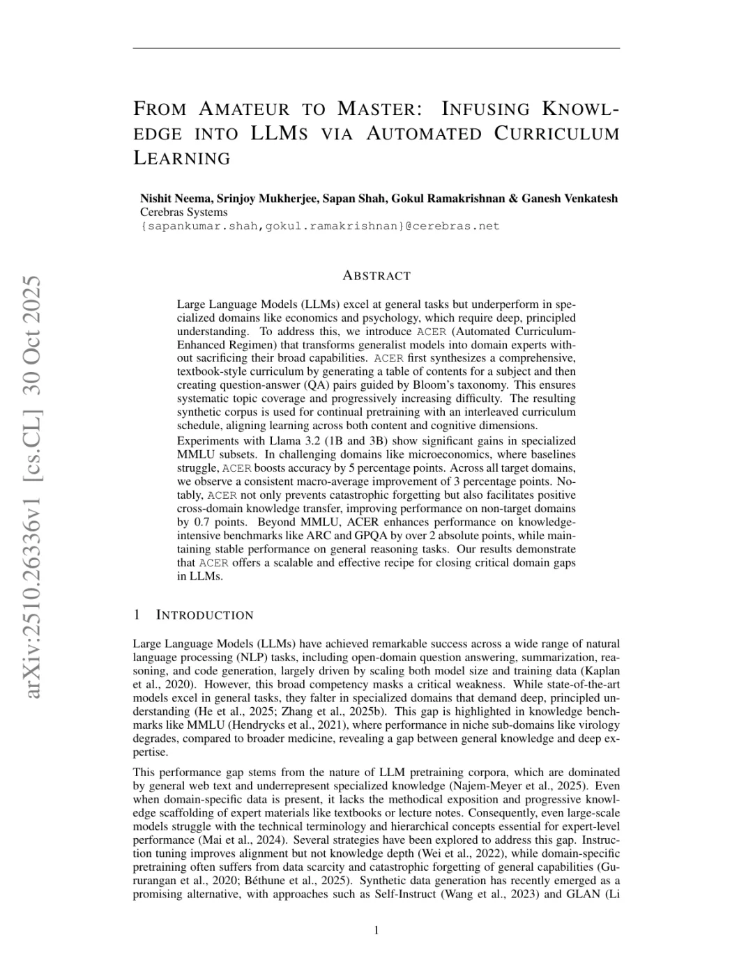 自动课程赋能：LLM跨领域知识迁移新思路