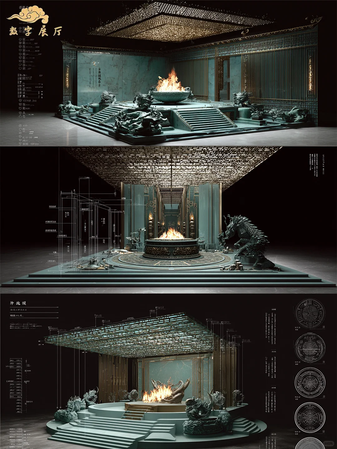 青铜数字展台--三视图分析图