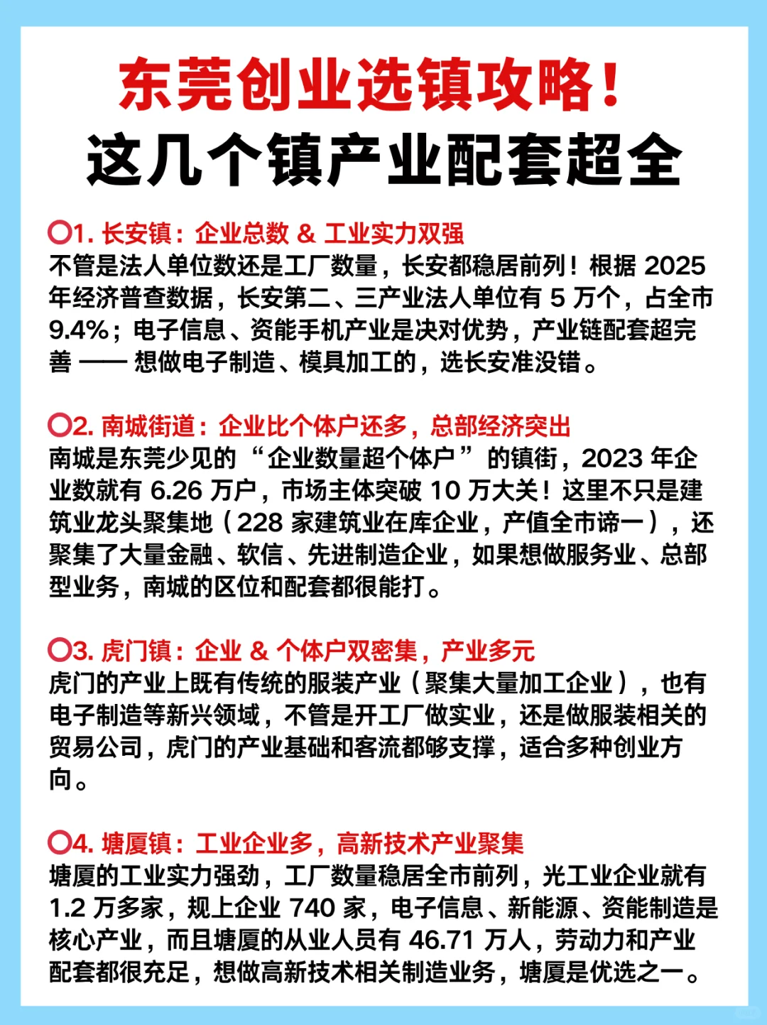 东莞创业选镇攻略这几个镇公司产业配套超全