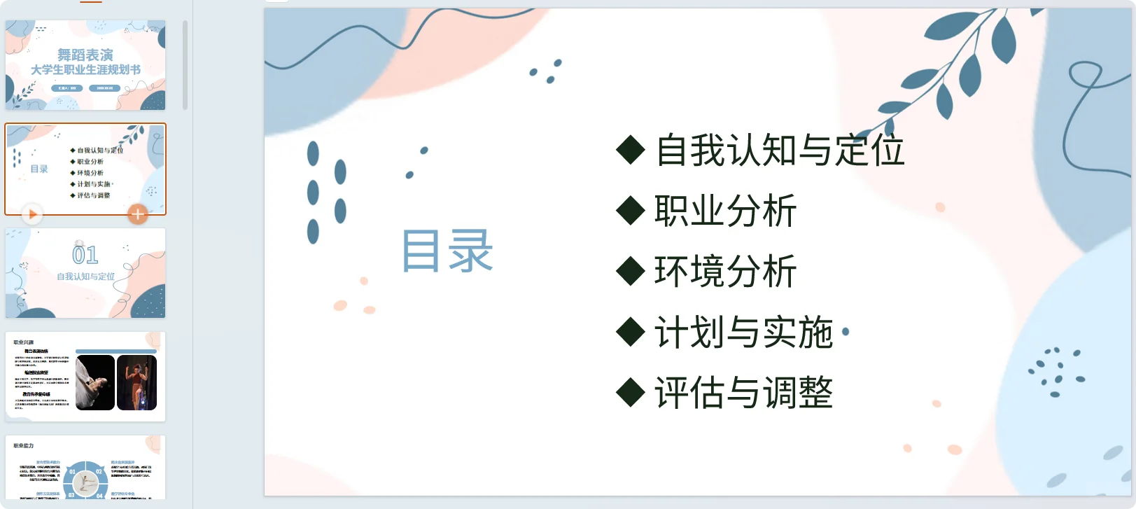 G24-《舞蹈表演》职业生涯规划书Word➕PPT