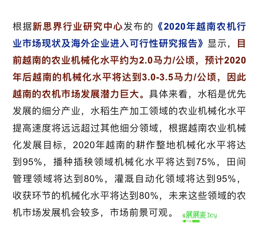 【越南农机需求量和市场潜力分析】✍?