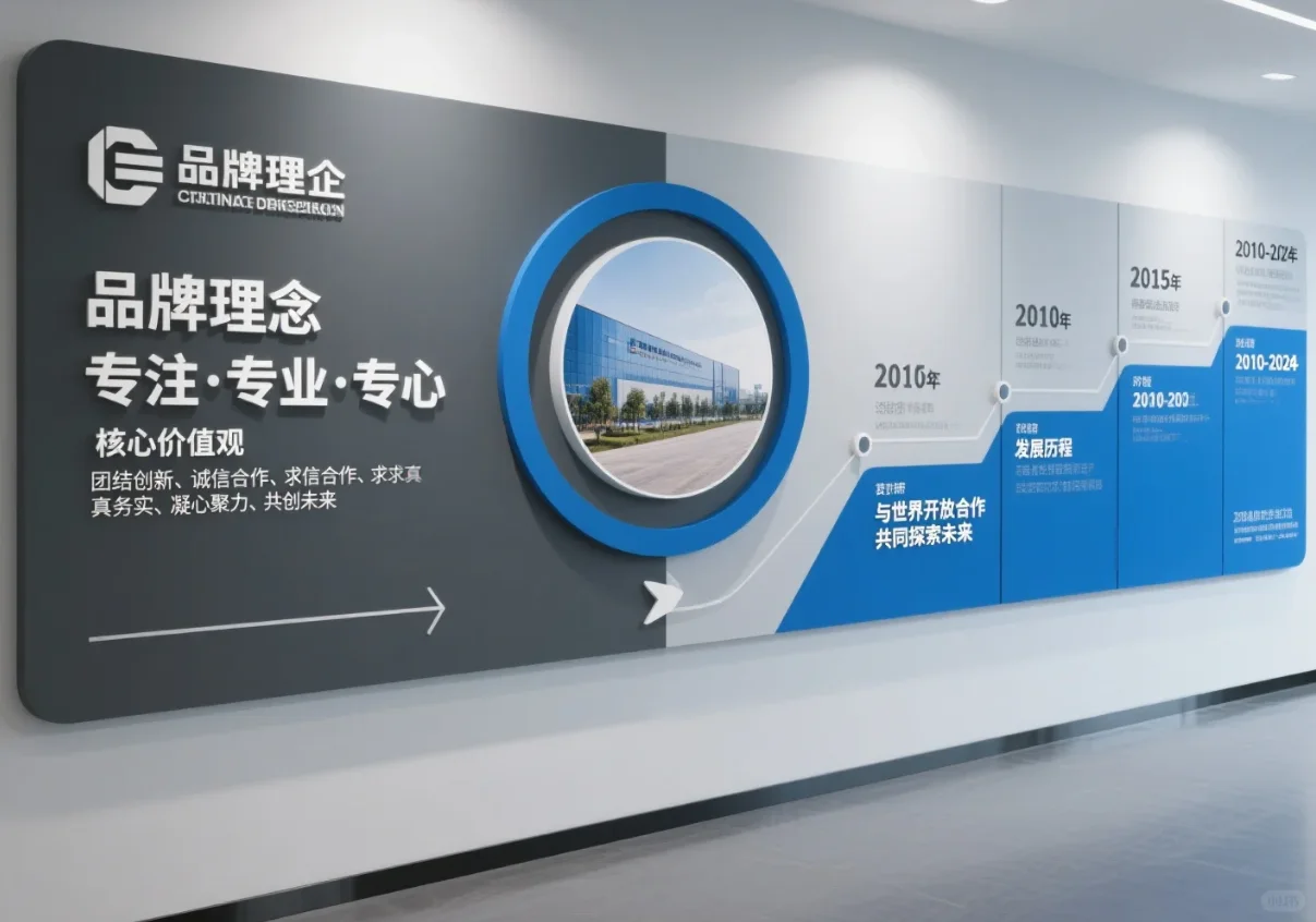 企业发展历程文化墙，这样设计超有范儿