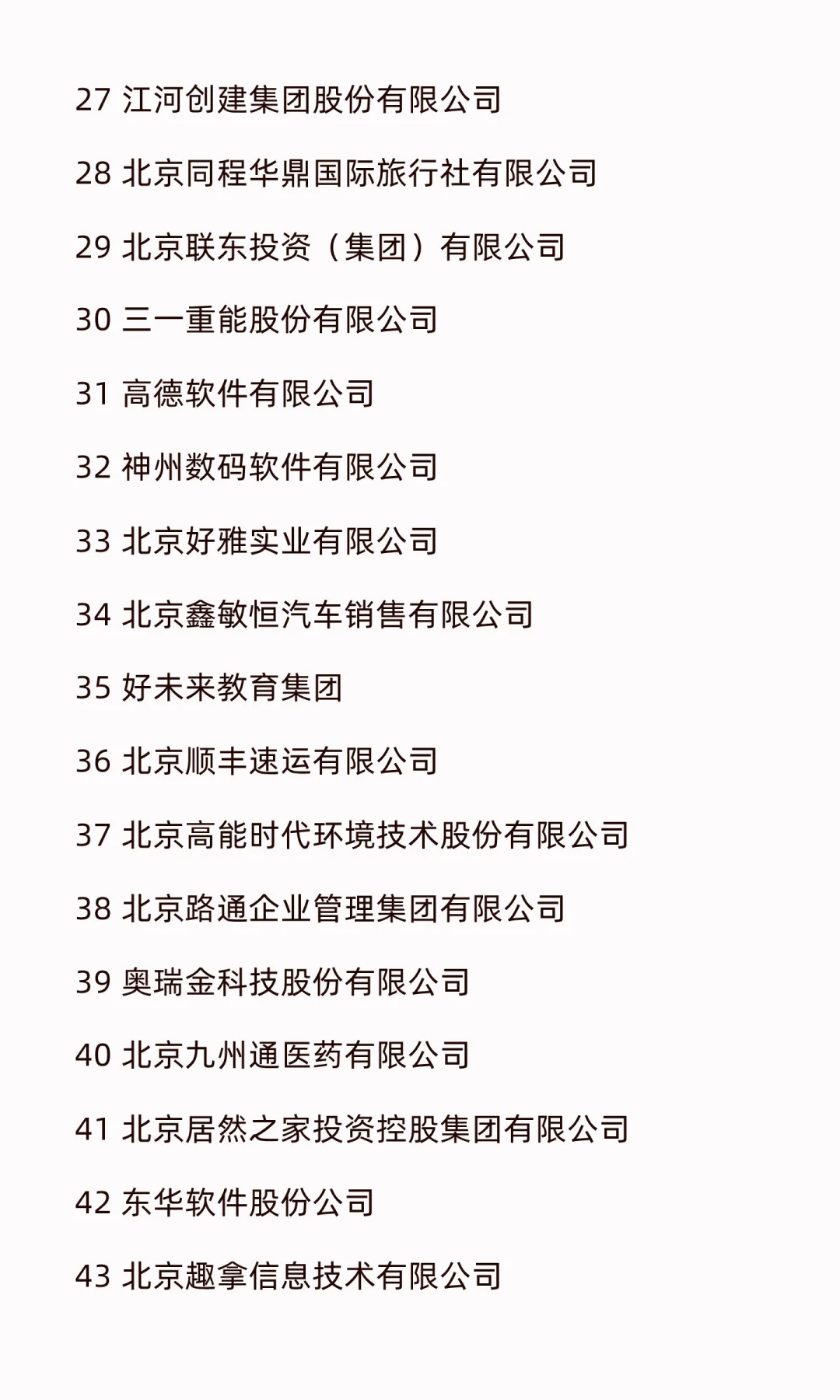 2025北京民营企业百强榜单