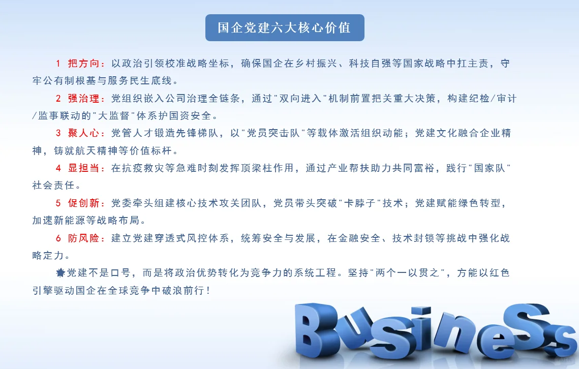 国企党建六大核心价值
