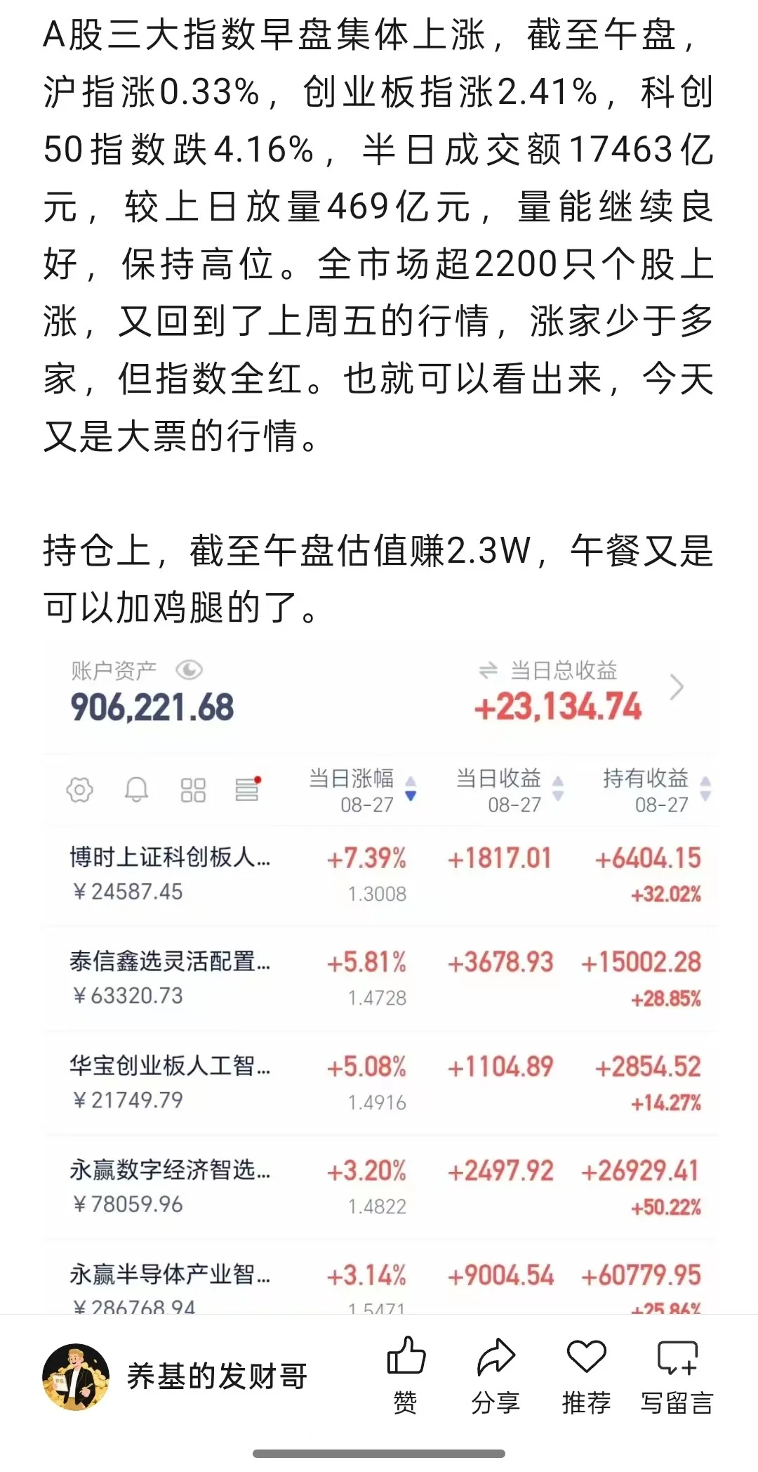 【今日调仓】人工智能爆发！踩准了再上