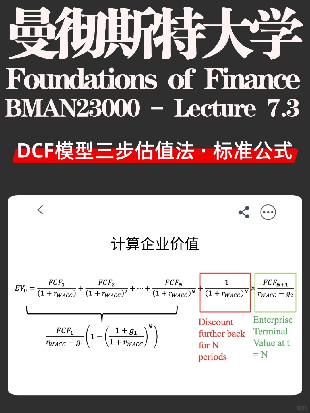 曼大金融 | 自由现金流贴现模型核心精讲