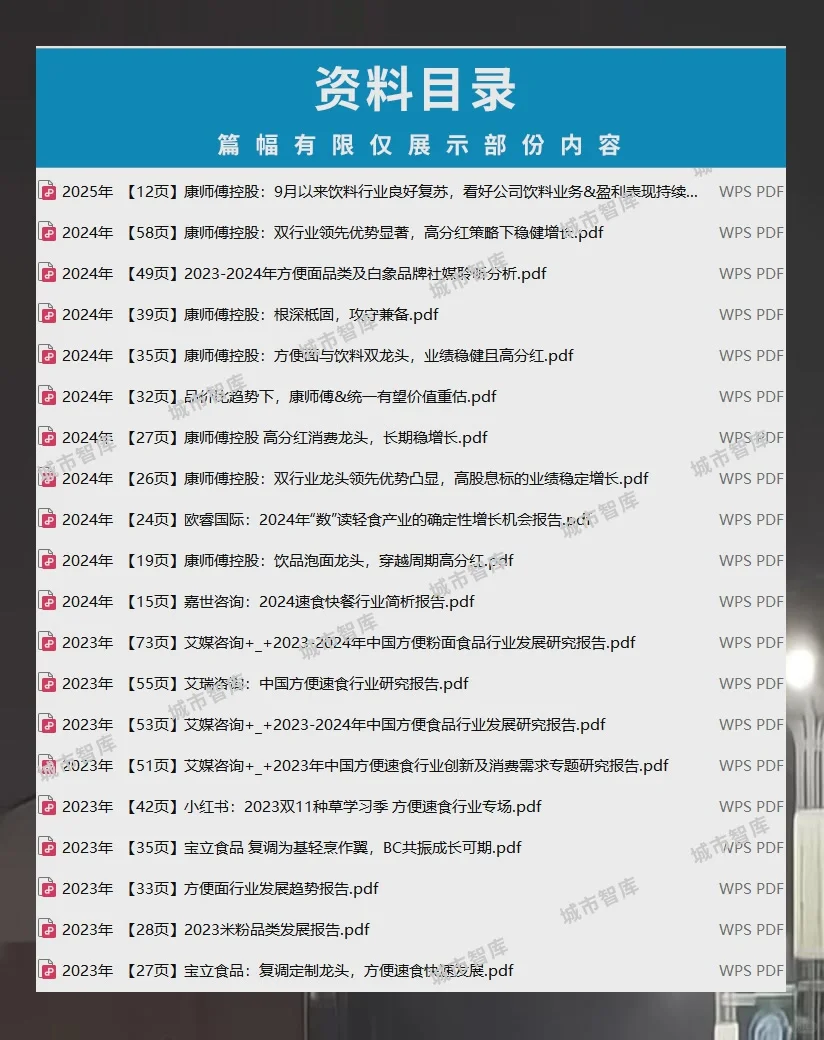 方便面行业市场发展研究报告消费投资调研