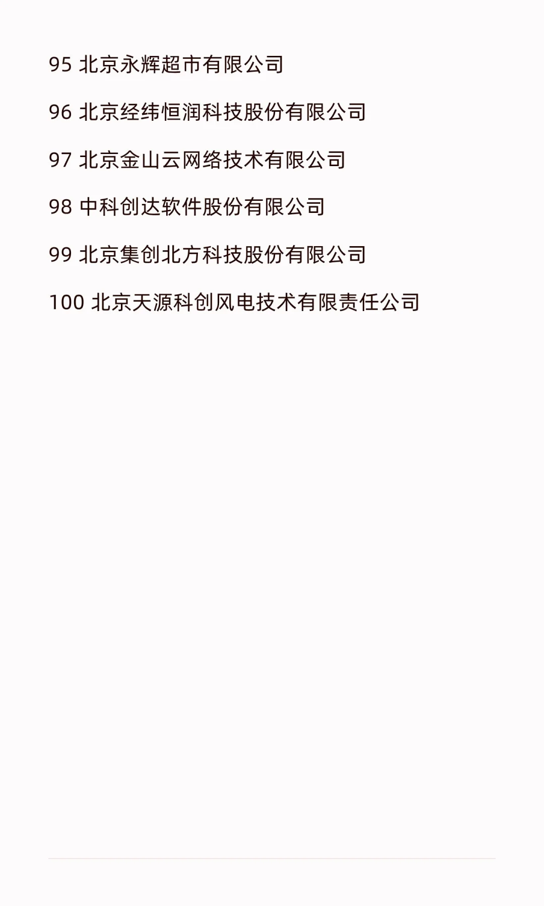 2025北京民营企业百强榜单