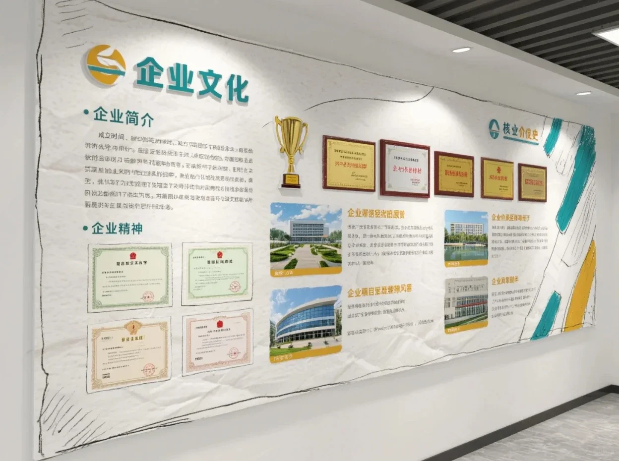 简约企业文化墙设计‌