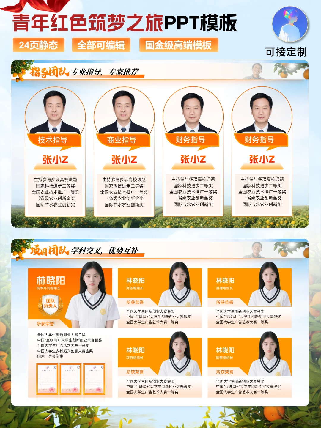 别错过！创赛红旅赛道柑橘助农国金PPT模板