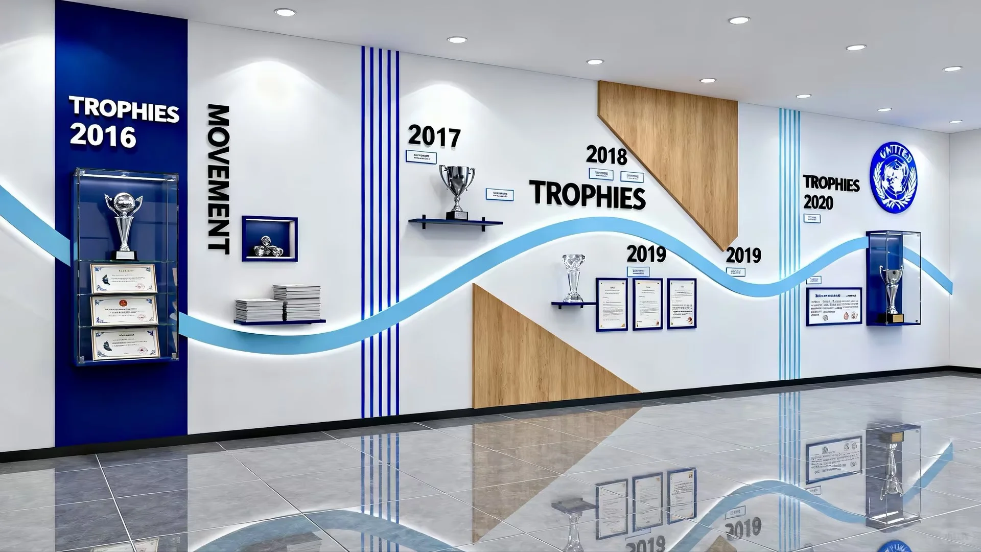 现代企业荣誉时间线文化墙设计