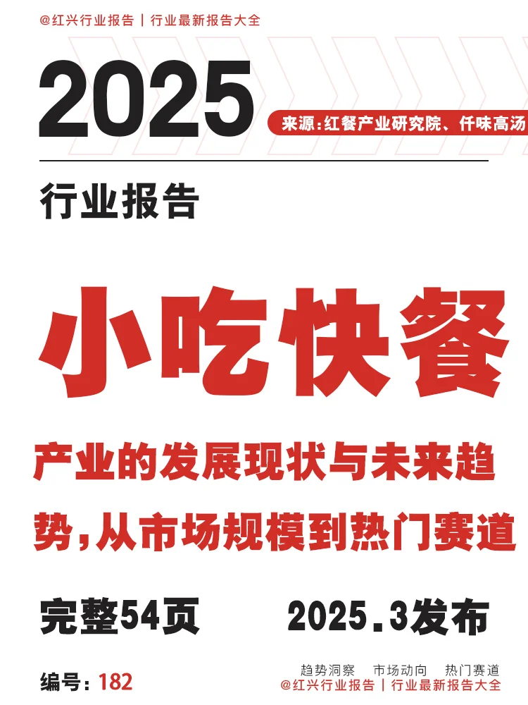 [种草R]2025小吃快餐产业报告，超多干货！