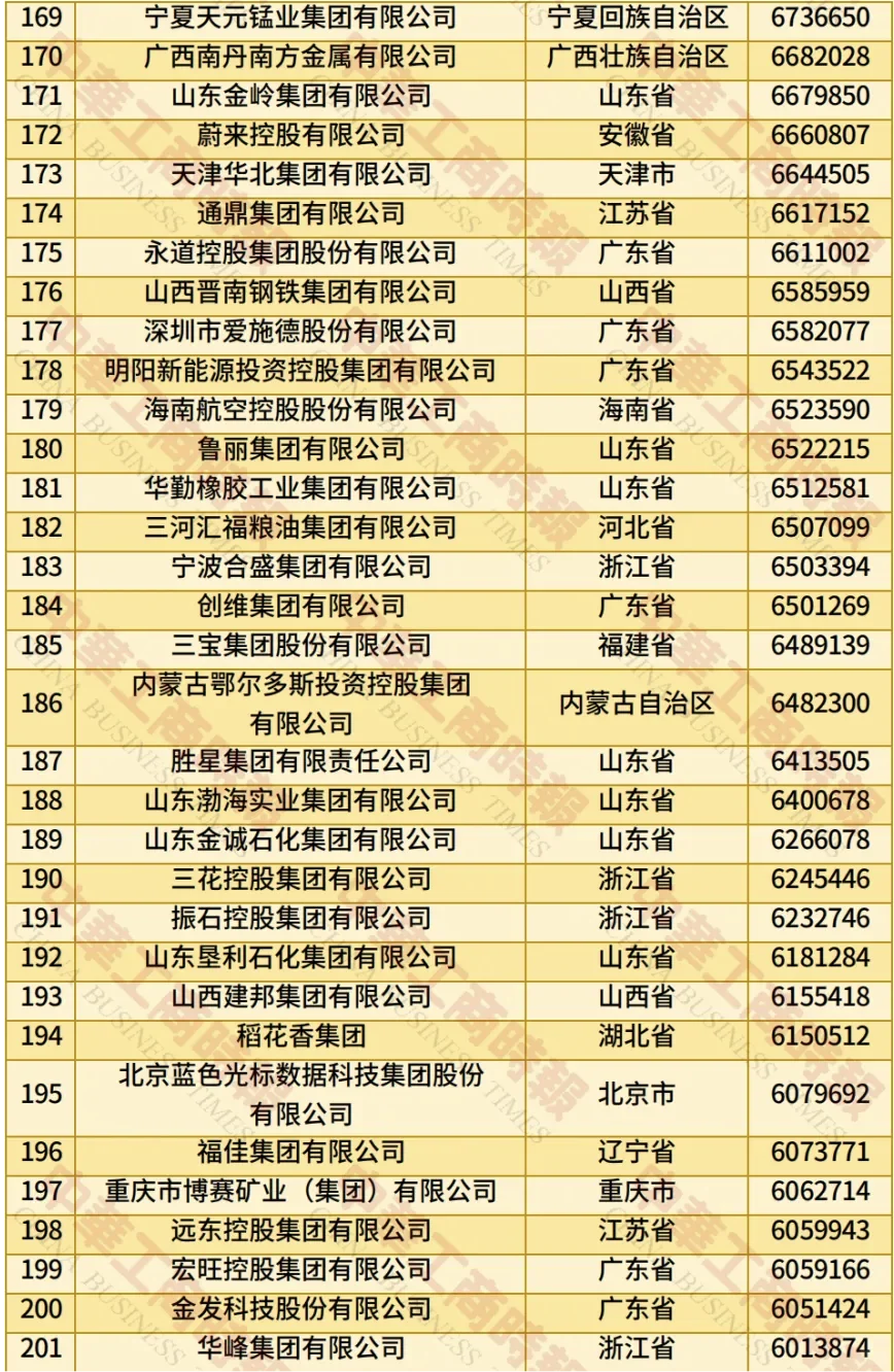 2025中国民营企业500强榜单