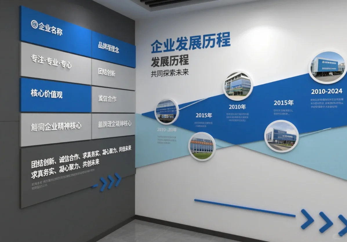 企业发展历程文化墙，这样设计超有范儿